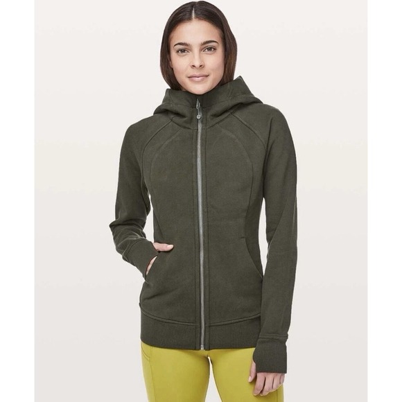 Lululemon Women's 10 Scuba Hoodie Light Cotton Fleece in Dark Olive Green - Picture 1 of 13